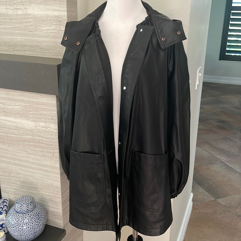 Zara faux leather swing coat